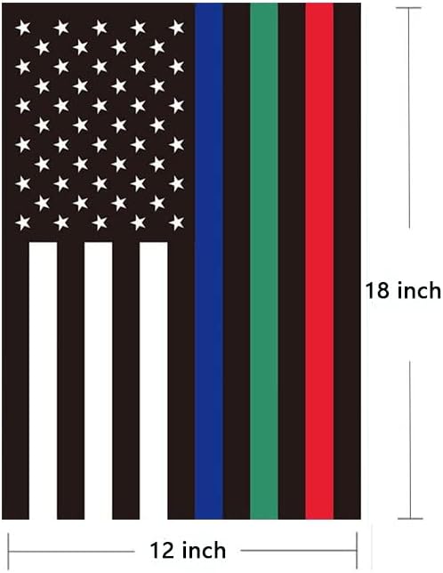 Thin Blue Red and Green Line Flag, Small American USA Garden Flags for Yard Patio Porch Independence Day Patriotic Festival Outdoor Decorations