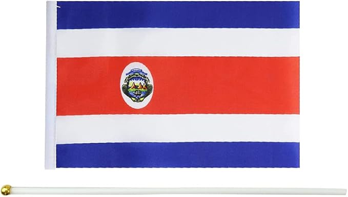 20 Pack Small Costa Rica Flags on Stick Mini Handheld Costa Rican Flag for Parades, Independence Day and Patriotic Events 5x8 Inch Durable Weather-Resistant Flags with 12 Inch Sticks(Costa Rica)