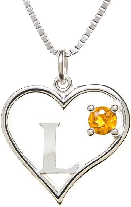 Icy Jewelry Silver Sterling Necklace Initial Letter A-Z Birthstone for Women – Personalized Custom Jewelry Pendant with Heart Design Customized Dainty Charm for Wife Girlfriend Mom – 18" Box Chain