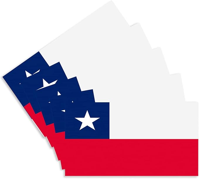 CANTENDO 5Pcs Chile Flag Decal Sticker - Chilean Flag Reflective Vinyl Car Stickers - for Car Window Bumper Waterproof Sticker (2.5 x 4.5 Inch)
