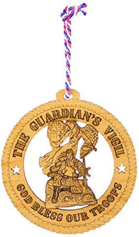Jolette Designs Guardian Angel Soldier Christmas Tree Ornament, Comfort for Families with Sons and Daughters in The Army, Navy, Air Force, Marines. Wooden Decor Gifts. Made in USA. 3.25X3.25 Psalm 91