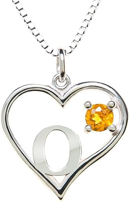 Icy Jewelry Silver Sterling Necklace Initial Letter A-Z Birthstone for Women – Personalized Custom Jewelry Pendant with Heart Design Customized Dainty Charm for Wife Girlfriend Mom – 18" Box Chain