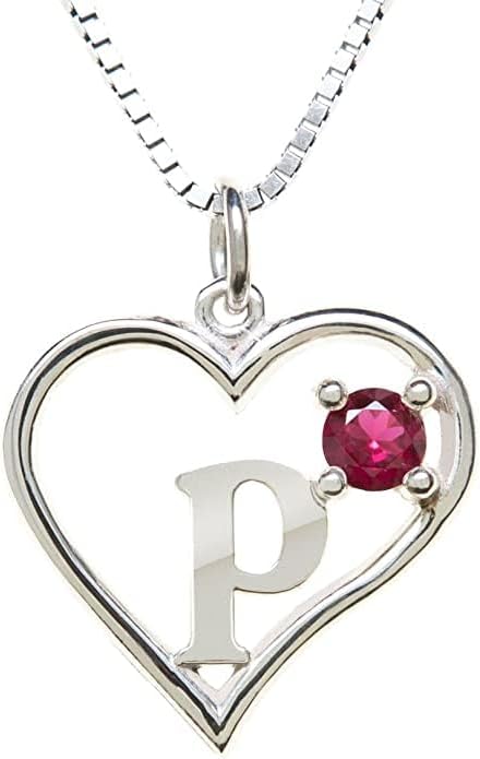 Icy Jewelry Silver Sterling Necklace Initial Letter A-Z Birthstone for Women – Personalized Custom Jewelry Pendant with Heart Design Customized Dainty Charm for Wife Girlfriend Mom – 18" Box Chain