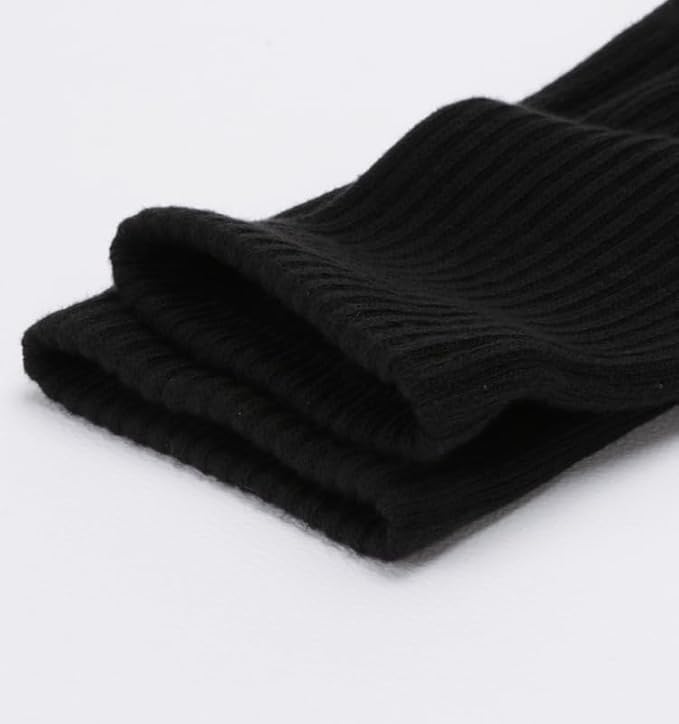 Athletic Crew Socks, 3 Pairs Pack size 9-11, Black, Ribbed Cotton Blend, Moisture-Wicking