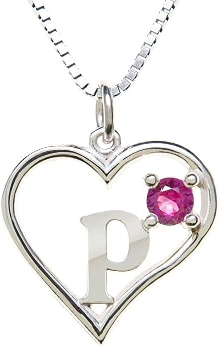 Icy Jewelry Silver Sterling Necklace Initial Letter A-Z Birthstone for Women – Personalized Custom Jewelry Pendant with Heart Design Customized Dainty Charm for Wife Girlfriend Mom – 18" Box Chain