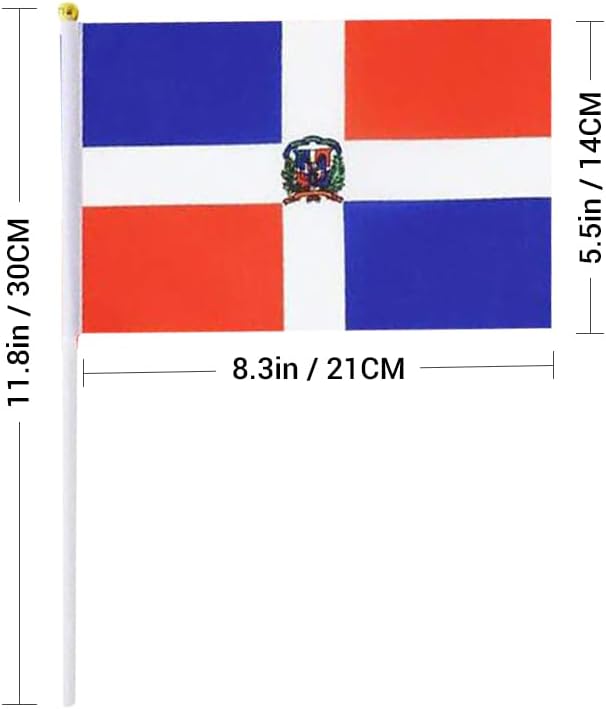 20 Pack Small Dominica Flags on Stick Mini Handheld Dominican Flag for Parades, Independence Day and Patriotic Events 5x8 Inch Durable Weather-Resistant Flags with 12 Inch Sticks(Dominica)