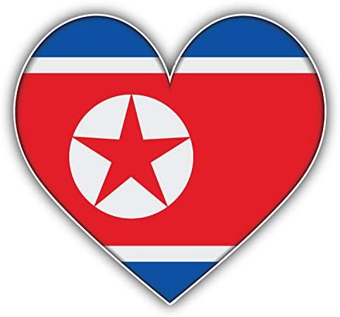 North Korea Heart Flag Keychain Black Premium Leather Key Chain with Key Ring