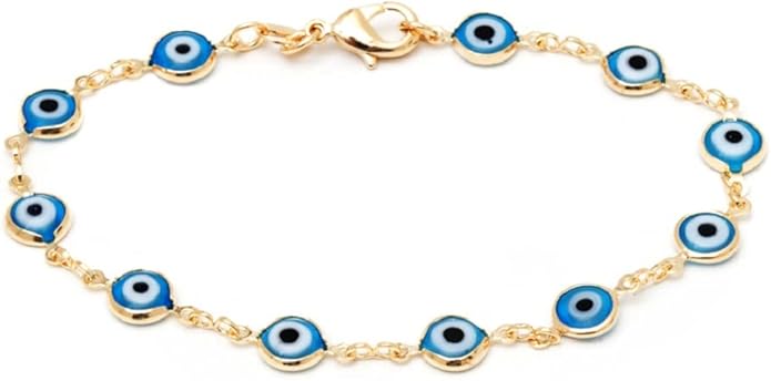 Barzel 18K Gold Plated Multicolored Evil Eye Bracelet for Women - Made in Brazil