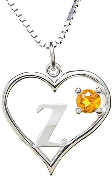 Icy Jewelry Silver Sterling Necklace Initial Letter A-Z Birthstone for Women – Personalized Custom Jewelry Pendant with Heart Design Customized Dainty Charm for Wife Girlfriend Mom – 18" Box Chain
