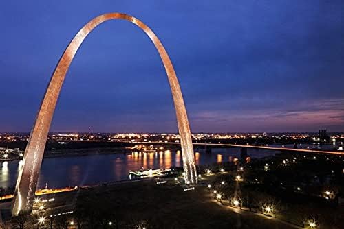 Jigsaw Puzzles 500 Pieces Gateway Arch St Louis Missouri at Sunset Wooden Kids Adults Intellective Games Jigsaw Puzzles for Home Photo Frame Wall Decoration, Finish Size