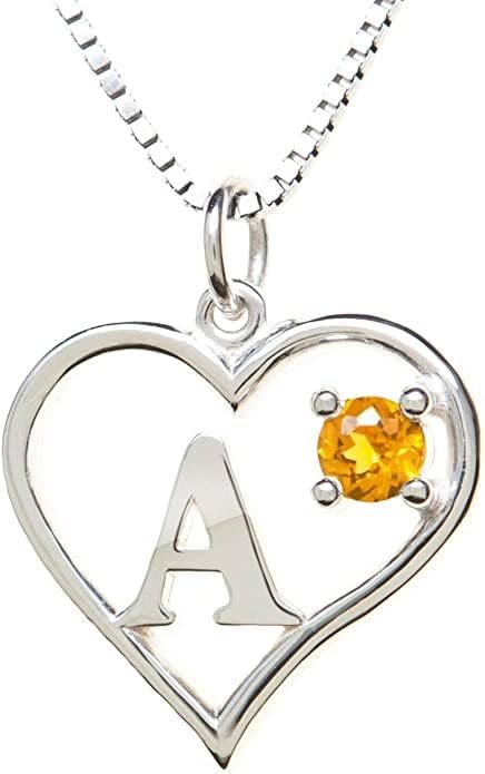 Icy Jewelry Silver Sterling Necklace Initial Letter A-Z Birthstone for Women – Personalized Custom Jewelry Pendant with Heart Design Customized Dainty Charm for Wife Girlfriend Mom – 18" Box Chain