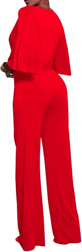 BessCops Womens Loose Short Sleeve Belted Wide Leg Pant Romper Jumpsuit Casual Business One Piece Outfits