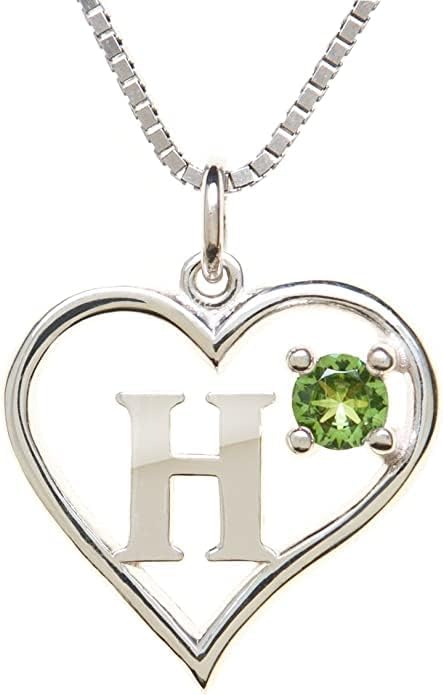 Icy Jewelry Silver Sterling Necklace Initial Letter A-Z Birthstone for Women – Personalized Custom Jewelry Pendant with Heart Design Customized Dainty Charm for Wife Girlfriend Mom – 18" Box Chain