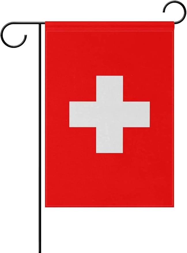 Switzerland Flag Swiss Flag, Small Swiss Garden Flags for Yard Patio Porch Independence Day Patriotic Festival Outdoor Decorations