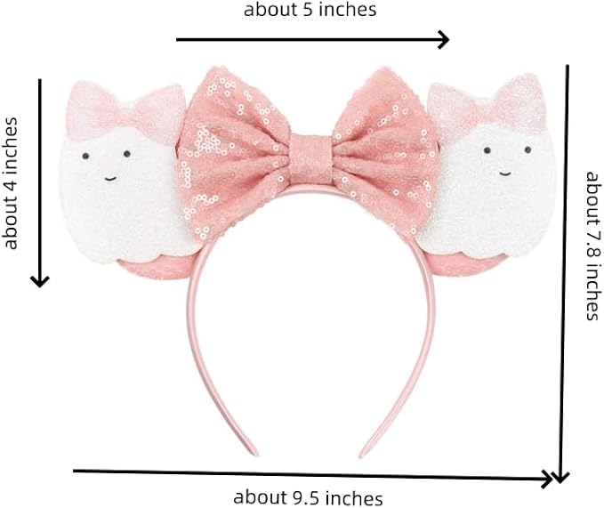 XINGKANG Mouse Ear Sparkling Headband, pink bow, birthday, Balloons, Castle, Firmly Occupying the C Position at the Party