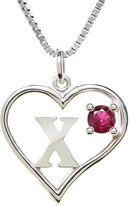 Icy Jewelry Silver Sterling Necklace Initial Letter A-Z Birthstone for Women – Personalized Custom Jewelry Pendant with Heart Design Customized Dainty Charm for Wife Girlfriend Mom – 18" Box Chain