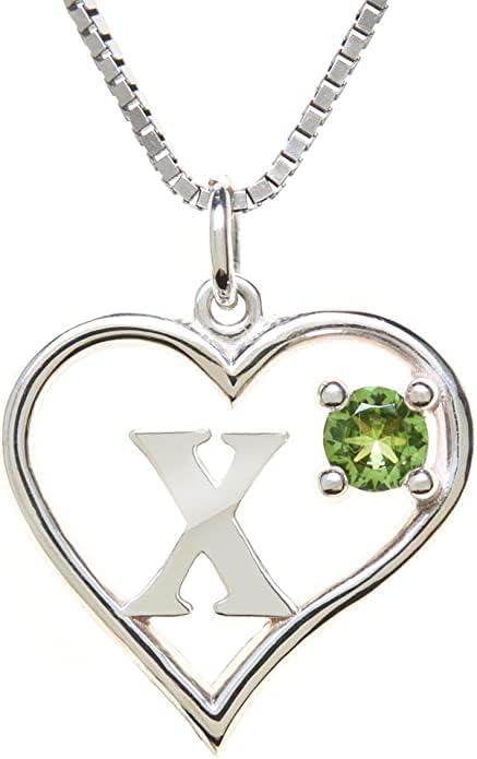 Icy Jewelry Silver Sterling Necklace Initial Letter A-Z Birthstone for Women – Personalized Custom Jewelry Pendant with Heart Design Customized Dainty Charm for Wife Girlfriend Mom – 18" Box Chain