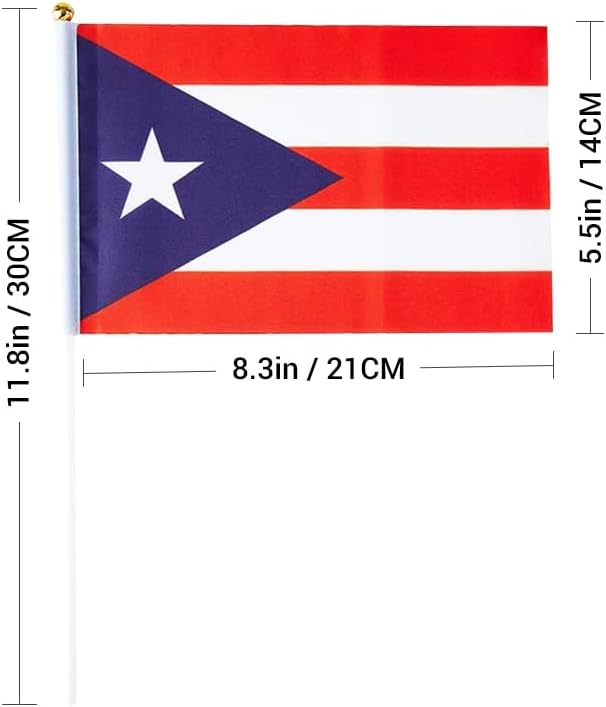 20 Pack Small Puerto Rico Flags on Stick Mini Handheld Puerto Rican Flag for Parades, Independence Day and Patriotic Events 5x8 Inch Durable Weather-Resistant Flags with 12 Inch Sticks(Puerto Rico)