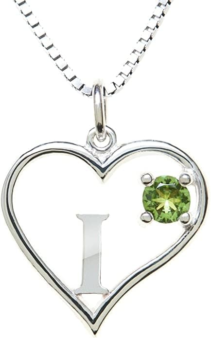 Icy Jewelry Silver Sterling Necklace Initial Letter A-Z Birthstone for Women – Personalized Custom Jewelry Pendant with Heart Design Customized Dainty Charm for Wife Girlfriend Mom – 18" Box Chain
