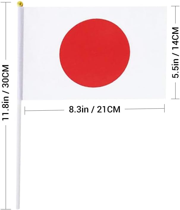20 Pack Small Japan Flags on Stick Mini Handheld Japanese Flag for Parades, Independence Day and Patriotic Events 5x8 Inch Durable Weather-Resistant Flags with 12 Inch Sticks(Japan)
