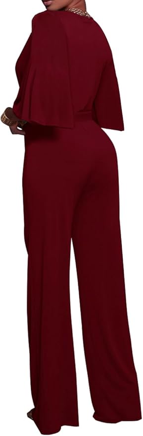 BessCops Womens Loose Short Sleeve Belted Wide Leg Pant Romper Jumpsuit Casual Business One Piece Outfits