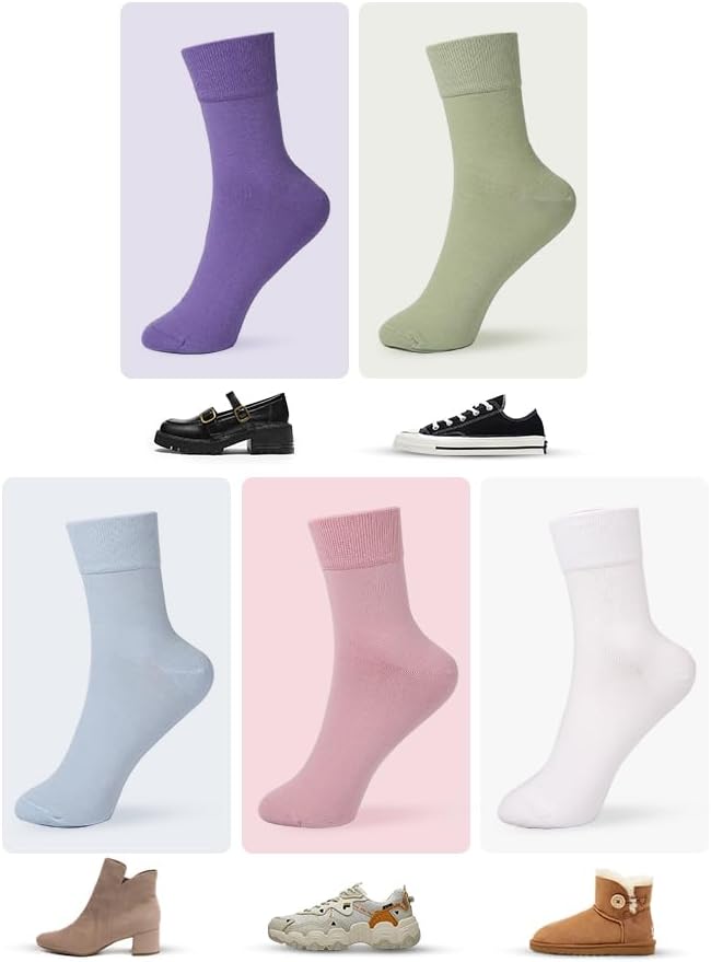 FGZ Women Thin Cotton Socks Soft Cozy Socks Cute Ankle Crew Socks 5 Pairs