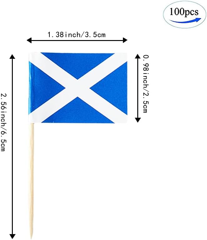 Scotland Flag Scottish Flag, Small Mini Scotland Toothpick Flags for Food, Cupcakes, Cocktails, Appetizers, Bar Party Decorations