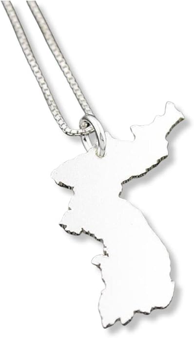 Korea necklace sterling silver personalized i love Korea necklace with Box style chain Korea country charm Necklace