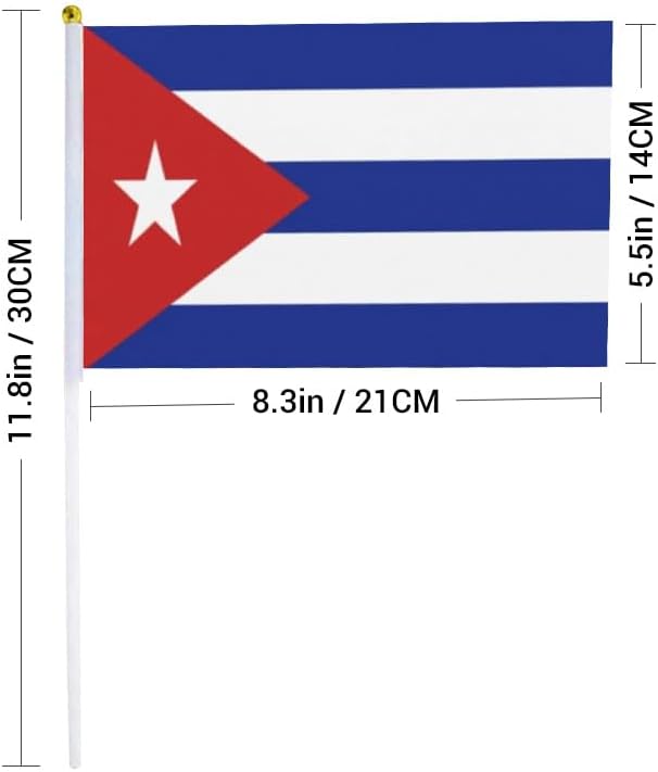 20 Pack Small Cuba Flags on Stick Mini Handheld Cuban Flag for Parades, Independence Day and Patriotic Events 5x8 Inch Durable Weather-Resistant Flags with 12 Inch Sticks(Cuba)