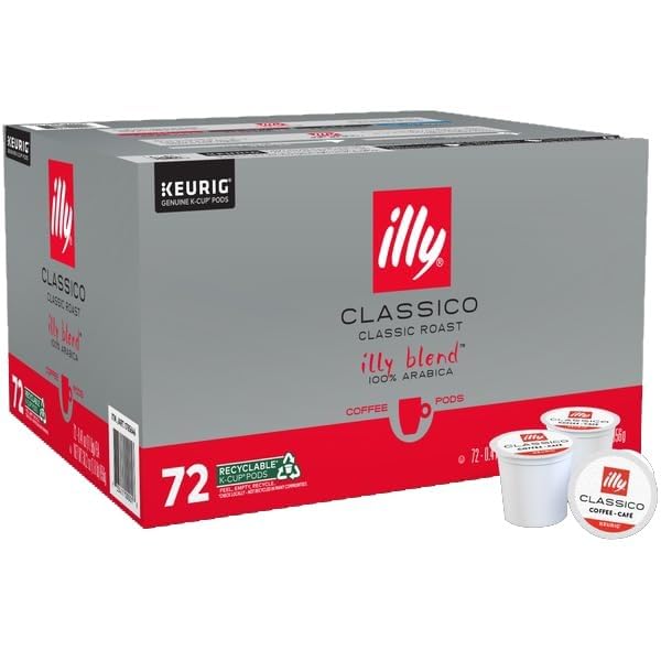 Illy Coffee K Cups - Pods For Keurig Machines – Classico Roast - Caramel, Orange Blossom & Jasmine - Mild, Flavorful & Balanced Flavor - No Preservatives – 72 Count