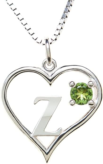 Icy Jewelry Silver Sterling Necklace Initial Letter A-Z Birthstone for Women – Personalized Custom Jewelry Pendant with Heart Design Customized Dainty Charm for Wife Girlfriend Mom – 18" Box Chain