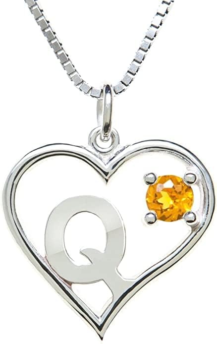 Icy Jewelry Silver Sterling Necklace Initial Letter A-Z Birthstone for Women – Personalized Custom Jewelry Pendant with Heart Design Customized Dainty Charm for Wife Girlfriend Mom – 18" Box Chain