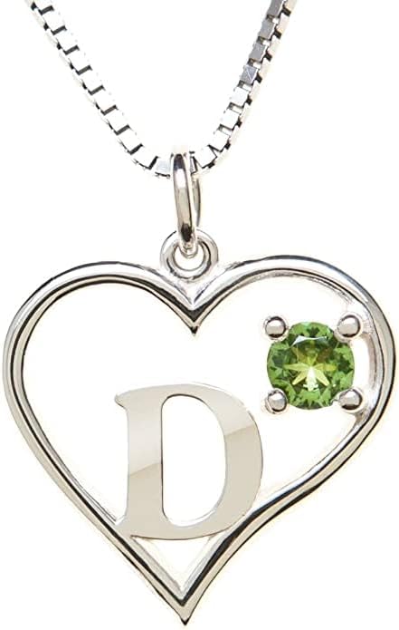 Icy Jewelry Silver Sterling Necklace Initial Letter A-Z Birthstone for Women – Personalized Custom Jewelry Pendant with Heart Design Customized Dainty Charm for Wife Girlfriend Mom – 18" Box Chain