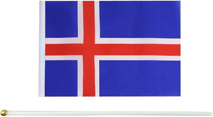 20 Pack Small Iceland Flags on Stick Mini Handheld Icelanders Flag for Parades, Independence Day and Patriotic Events 5x8 Inch Durable Weather-Resistant Flags with 12 Inch Sticks(Iceland)