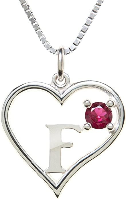 Icy Jewelry Silver Sterling Necklace Initial Letter A-Z Birthstone for Women – Personalized Custom Jewelry Pendant with Heart Design Customized Dainty Charm for Wife Girlfriend Mom – 18" Box Chain