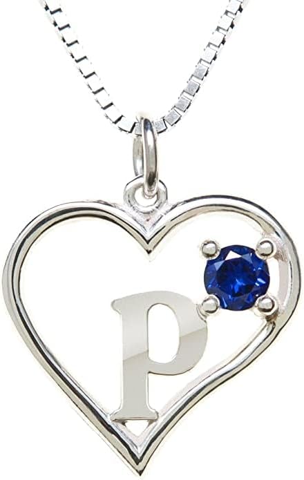 Icy Jewelry Silver Sterling Necklace Initial Letter A-Z Birthstone for Women – Personalized Custom Jewelry Pendant with Heart Design Customized Dainty Charm for Wife Girlfriend Mom – 18" Box Chain