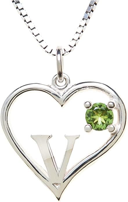 Icy Jewelry Silver Sterling Necklace Initial Letter A-Z Birthstone for Women – Personalized Custom Jewelry Pendant with Heart Design Customized Dainty Charm for Wife Girlfriend Mom – 18" Box Chain
