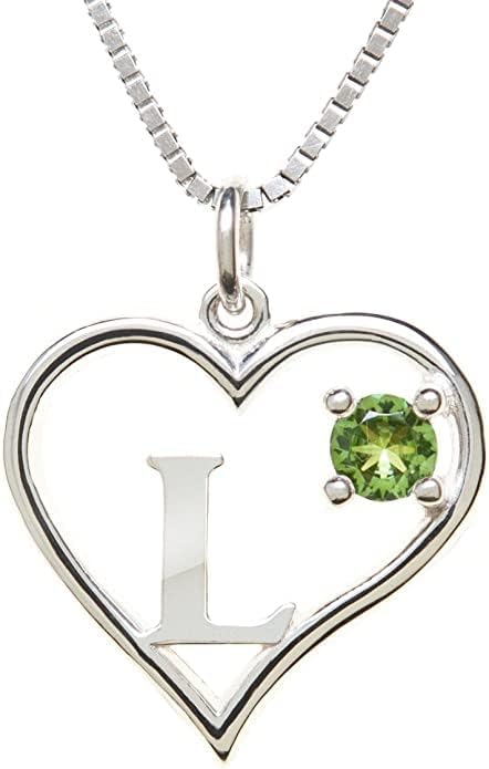 Icy Jewelry Silver Sterling Necklace Initial Letter A-Z Birthstone for Women – Personalized Custom Jewelry Pendant with Heart Design Customized Dainty Charm for Wife Girlfriend Mom – 18" Box Chain