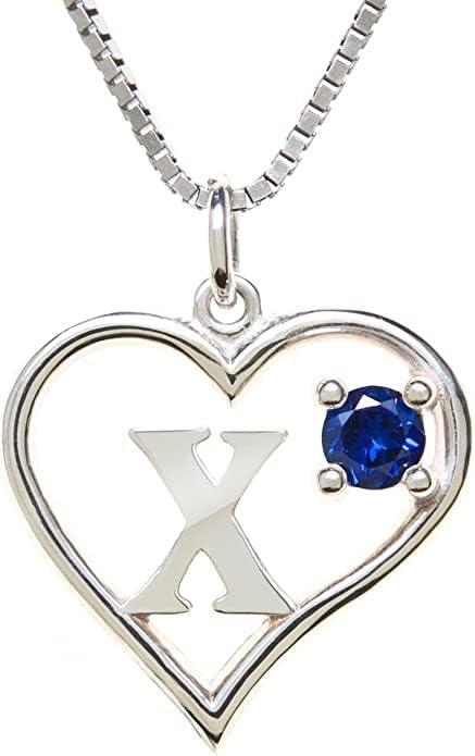 Icy Jewelry Silver Sterling Necklace Initial Letter A-Z Birthstone for Women – Personalized Custom Jewelry Pendant with Heart Design Customized Dainty Charm for Wife Girlfriend Mom – 18" Box Chain