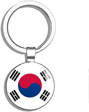 Glover Trading South Korea Flag Round Steel Metal Key Chain Keychain Ring Double Sided Deisgn