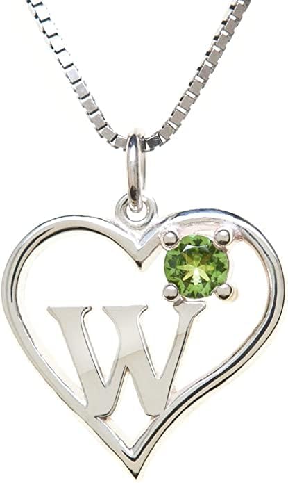 Icy Jewelry Silver Sterling Necklace Initial Letter A-Z Birthstone for Women – Personalized Custom Jewelry Pendant with Heart Design Customized Dainty Charm for Wife Girlfriend Mom – 18" Box Chain