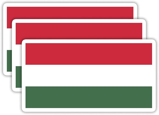 (3PCS) Hungary Flag stickers, Countries Flag Stickers - Waterproof Vinyl Decals For Laptops, Tumblers, Water Bottles, Books, Scrapbooks, Size 3 x 1.7 Inch