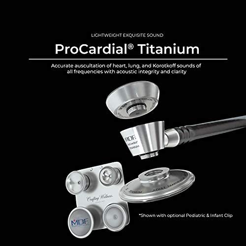 MDF Instruments White Glitter Rose Gold ProCardial Cardiology Stethoscope, Limited Edition Mprints, Lightweight Titanium Adult Dual Head, White Glitter Tube, Rose Gold Chestpiece-Headset, MDF797TWGLRG