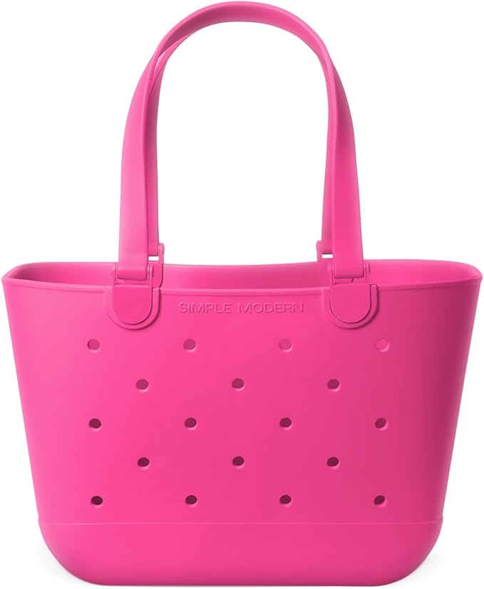 Simple Modern Large Beach Bag | Waterproof Getaway Rubber Tote with Zipper Pocket for Travel, Pool, Boat, Groceries, Sports | Malibu
