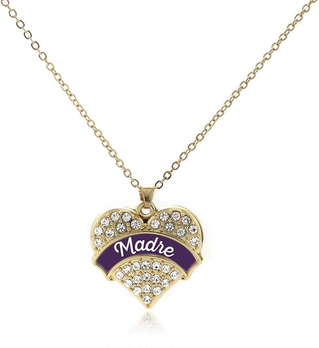 Inspired Silver - Gold Pave Heart Charm 18 Inch Necklace with Cubic Zirconia Jewelry