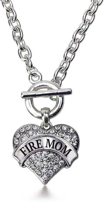 Inspired Silver - Silver Pave Heart Charm 18 Inch Necklace with Cubic Zirconia Jewelry