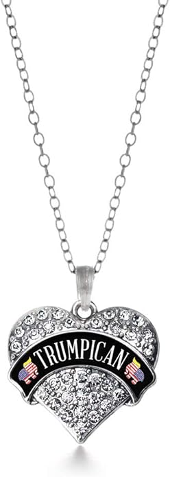 Inspired Silver - Silver Pave Heart Charm 18 Inch Necklace with Cubic Zirconia Jewelry