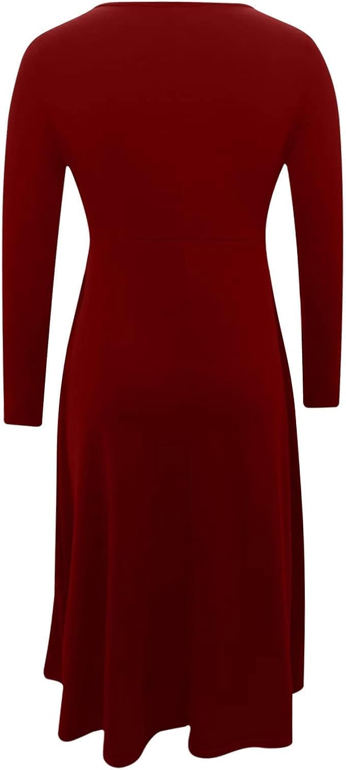 Winter Dresses for Women Wedding Guests Casual Cute Heart Long Sleeve Tiered Maxi Dress with Pockets Plus Size