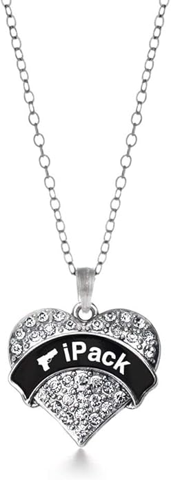 Inspired Silver - Silver Pave Heart Charm 18 Inch Necklace with Cubic Zirconia Jewelry