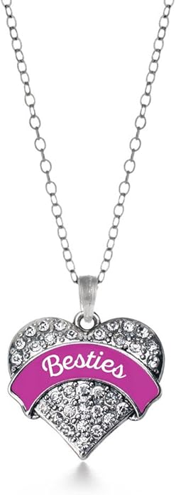 Inspired Silver - Silver Pave Heart Charm 18 Inch Necklace with Cubic Zirconia Jewelry